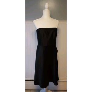 Ann Taylor 10P 100% Silk Detach Strap Dress  Black Cocktail Formal Prom Hoco NWT